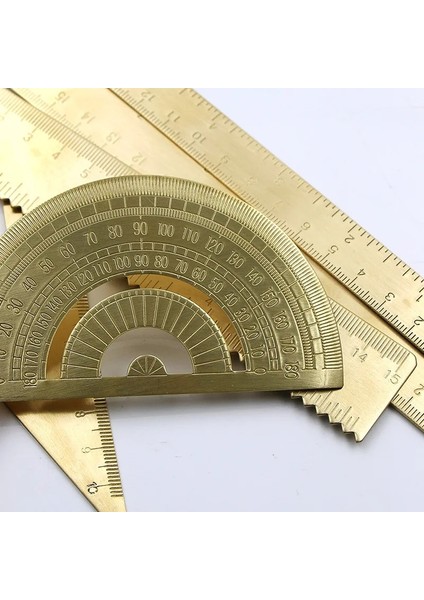 No.8 Tarzı Mini Pirinç Ölçeği 10 cm 15 cm Kapak Ölçer Sürmeli Kumpas Cetvel Retro Yarım Daire Iletki Cep Ölçme Aracı (Yurt Dışından)