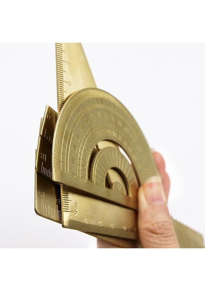 No.8 Tarzı Mini Pirinç Ölçeği 10 cm 15 cm Kapak Ölçer Sürmeli Kumpas Cetvel Retro Yarım Daire Iletki Cep Ölçme Aracı (Yurt Dışından)