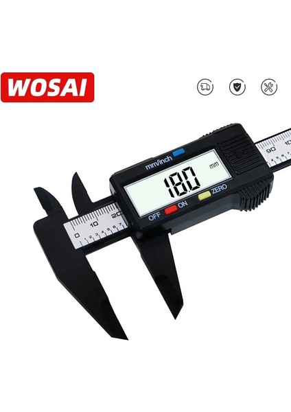 Wosaı Sürmeli Kumpas mm Ölçme Aracı Plastik LCD Dijital Elektronik Karbon Fiber Cetvel Ölçer Mikrometre (Yurt Dışından)