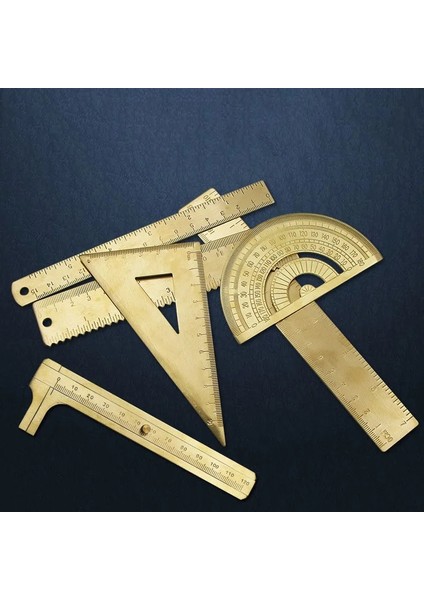 No.6 Stili Mini Pirinç Ölçeği 10 cm 15 cm Kapak Ölçer Sürmeli Kumpas Cetvel Retro Yarım Daire Iletki Cep Ölçme Aracı (Yurt Dışından)