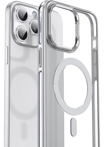 iPhone 14 Pro Uyumlu Kılıf Magsafe Şarj Özellikli Wlons Standlı Efsane Kapak Gümüş