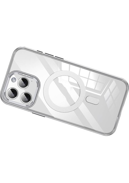 iPhone 14 Pro Uyumlu Kılıf Magsafe Şarj Özellikli Wlons Standlı Efsane Kapak Gümüş