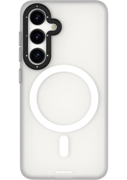 Galaxy S24 Uyumlu Kılıf Magsafe Şarj Özellikli Youngkit Hidden Sand Serisi Kapak Beyaz