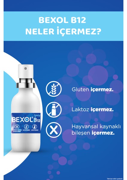 Bexol B12 Dilaltı Sprey, 15 Ml B12 Vitamini Içeren Takviye Edici Gıda