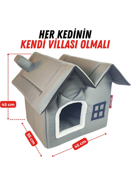 Pet Villa Kedi Evi Kedi Villası Kedi Kulübesi Kedi Evleri Antrasit