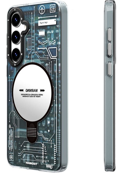 Galaxy S24 Uyumlu Kılıf Magsafe Şarj Özellikli Youngkit Technology Serisi Kapak Mavi
