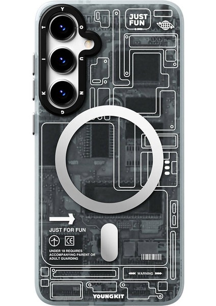 Galaxy S24 Plus Uyumlu Kılıf Magsafe Şarj Özellikli Youngkit Technology Serisi Kapak Siyah
