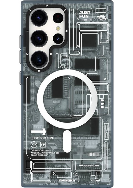 Galaxy S24 Ultra Uyumlu Kılıf Magsafe Şarj Özellikli Youngkit Technology Serisi Kapak Siyah
