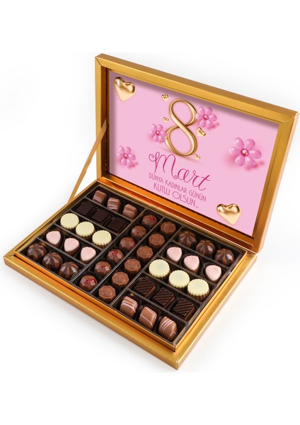 Kadınlar Günü Hediye Special Çikolata 480g (Gold Kutu) Model2