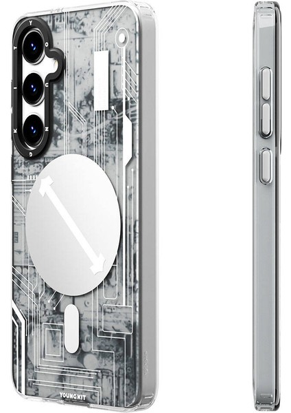 Galaxy S24 Uyumlu Kılıf Magsafe Şarj Özellikli Youngkit Technology Serisi Kapak Beyaz