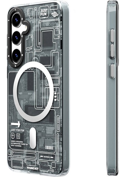 Galaxy S24 Uyumlu Kılıf Magsafe Şarj Özellikli Youngkit Technology Serisi Kapak Siyah