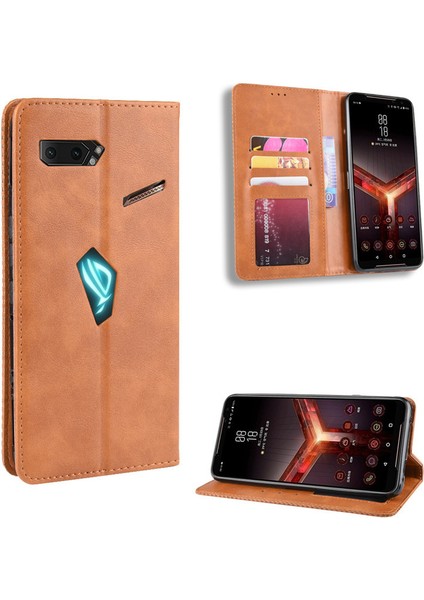 Seniee Asus Rog Phone 2 II ZS660KL Cüzdan Deri Flip Telefon Kılıfı (Yurt Dışından)