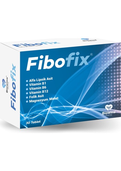 Fibofix Alfa Lipoik Asit, Vitamin B1, Magnezyum, Vitamin B6, Vitamin B12 ve Folik Asit İçeren 30 Tablet Takviye Edici Gıda