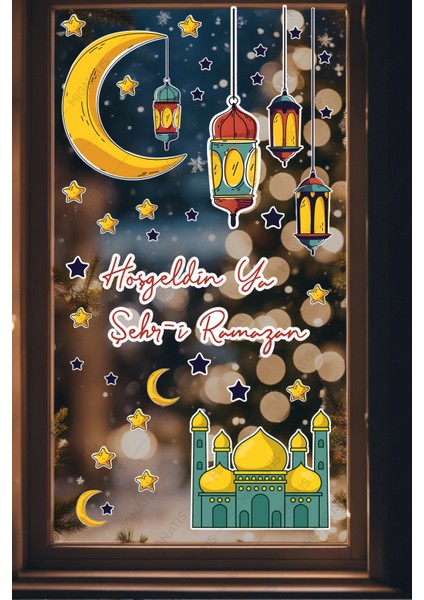 Ramazan Ayı Temalı Cam Duvar Süsleri - Hoşgeldin Ramazan Sticker Seti Ramazan Sticker Seti modelleri