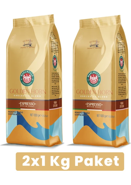 Espresso Golden Horn Blend (ÇEKİRDEK VEYA ÖĞÜTÜLMÜŞ) Kahve 2X1 Kg Paket