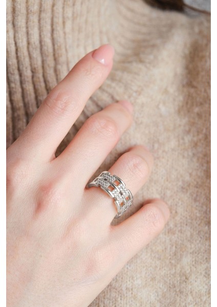 Silver Zirkon Taşlı Zincir Ayarlanabilir Yüzük fırsatları