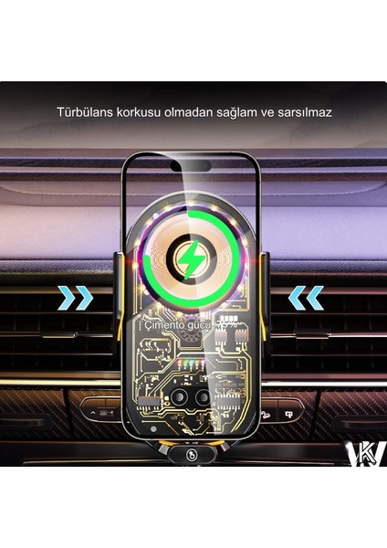 Bütün Telefonlara Uyumlu Kablosuz Araç Şarj Aleti Elektrikli Telefon Tutacağı Otomatik Sensörlü modelleri