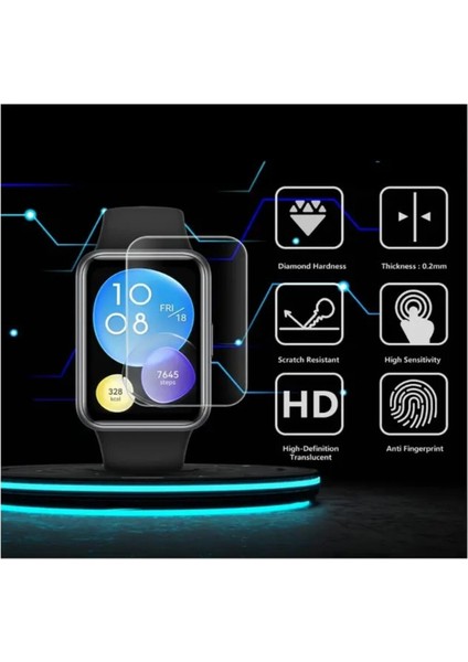 Huawei Watch Fit 2 Uyumlu Jelatin Nano Ultra Ince Ekran Koruyucu (2 Adet)