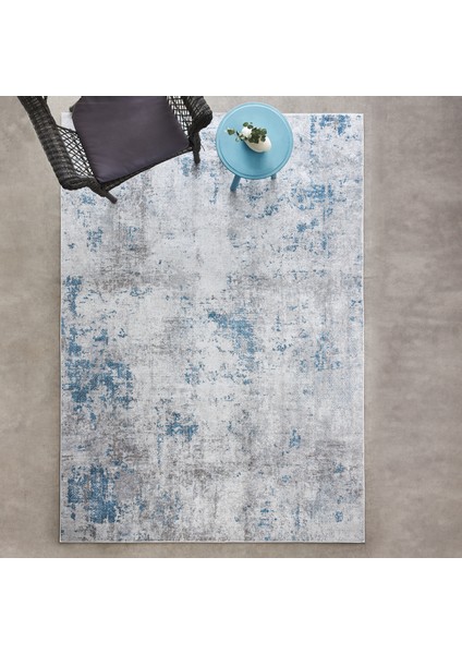 Sare By Kaşmir Halı Abstract Blue Yıkanabilir Kaymaz Taban 100X300 cm