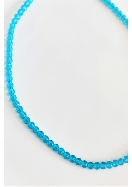 3,5 mm Faset Kesim Mavi Kristal Doğal Taş Kolye fiyatları