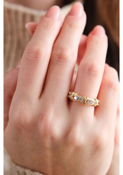 Gold Tiffany Xox Zirkon Ayarlanabilir Yüzük fiyatları