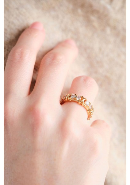 Gold Tiffany Xox Zirkon Ayarlanabilir Yüzük modelleri