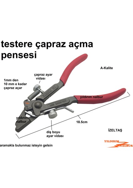 Testere Çapraz Açma Pensesi Çapraz Yapma Aparatı Pala Testere