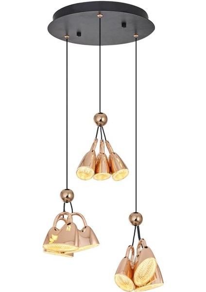 2840-3AY Cog 3 Lü Yuvarlak Sarkıt Rose Gold