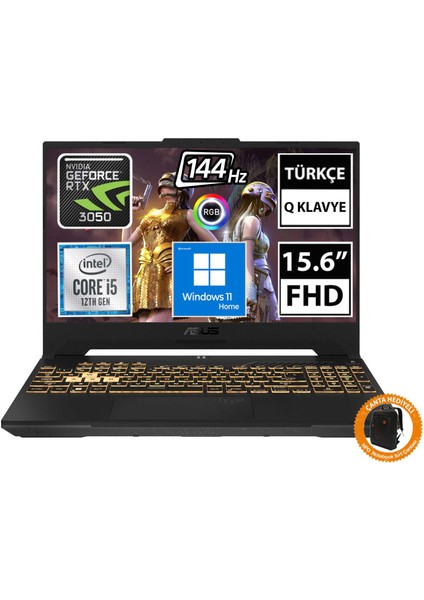 Tuf Gaming F15 FX507ZC4-HN081W03 I5-12500H 16GB 512SSD RTX3050 15.6" Fullhd W11H Taşınabilir BILGISAYAR-CNT004