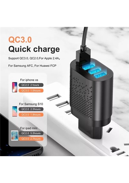 Electop USB Hızlı Şarj Cihazı Ab/abd/ingiltere Tak 3A Hızlı Şarj 3.0 iPhone 11 Samsung Xiaomi Mi 4 Port 48W Hızlı Duvar Şarj Adaptörü (Yurt Dışından) fiyatları