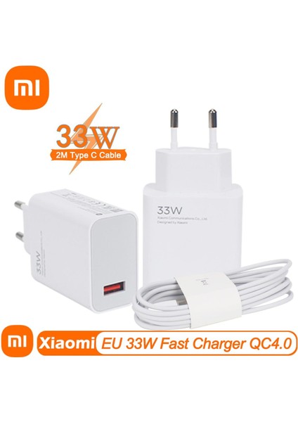 Xiaomi Ele Için 33W Ab Hızlı Şarj Cihazı Volledige Kiti 2m Tip C Kabel Voor Mi 10 9 10T Lite Poco X3 Nfc Redmi K40 Not 9 10 Pro (Yurt Dışından)