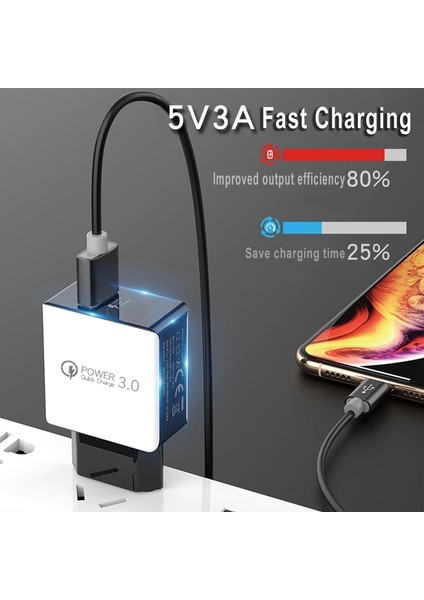 Qc 3.0 Hızlı Seyahat Duvar Şarj Cihazı USB Telefon Adaptörü Şarj Bankası Oppo A55 A53S A93S A74 A94 5g A53 Tip-C USB Kablosu Ab Tak (Yurt Dışından) fırsatları
