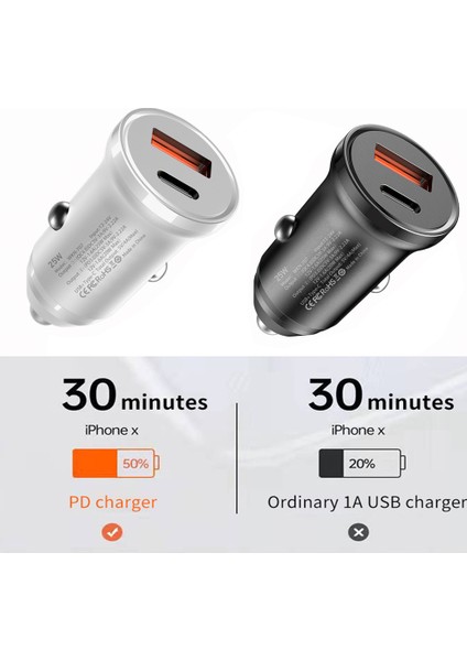 45W Araç Şarj Cihazı Hızlı Hızlı Şarj Qc4.0 USB Tip C Pd 25W Çift Bağlantı Noktalı Mini Otomatik Hızlı Şarj Cihazları Iphone 12 13 14 Samsung Tablet (Yurt Dışından) fırsatları