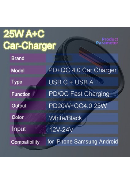 45W Araç Şarj Cihazı Hızlı Hızlı Şarj Qc4.0 USB Tip C Pd 25W Çift Bağlantı Noktalı Mini Otomatik Hızlı Şarj Cihazları Iphone 12 13 14 Samsung Tablet (Yurt Dışından) indirimleri