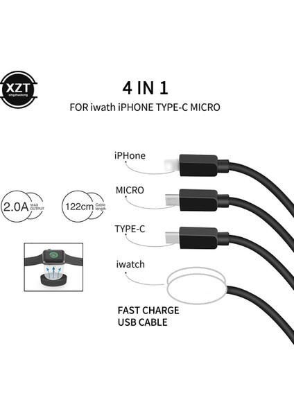 Telefon Izle Şarj Cihazı Mikro USB Tip-C Android 4in1 3in1 2in1 Şarj Kablosu Dock iphone Apple Watch Iwatch Xiaomi Samsung (Yurt Dışından) indirimleri