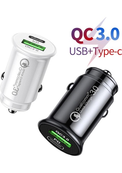Qc 3.0 Araç Şarj Cihazı Hızlı Şarj Telefon Adaptörü Pd USB Tip C Araç Şarj Cihazı Samsung S22 S21 S20 Artı A73 A53 A33 5g Araç Şarj Cihazı (Yurt Dışından)