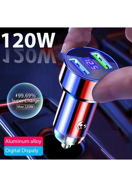 120W Hızlı Araç Şarj Cihazı USB Hızlı Şarj iPhone 14 13 12 11 Pro Max Aksesuarları LCD Ekranlı Samsung Xiaomi Cep Telefonu (Yurt Dışından)