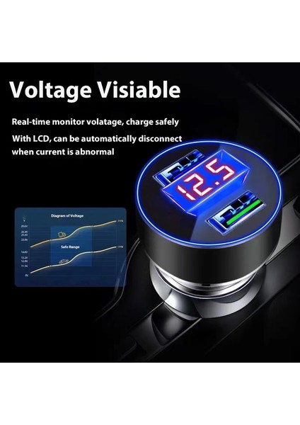 120W Hızlı Araç Şarj Cihazı USB Hızlı Şarj iPhone 14 13 12 11 Pro Max Aksesuarları LCD Ekranlı Samsung Xiaomi Cep Telefonu (Yurt Dışından) modelleri