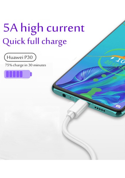 5A USB C Tipi Kablo Hızlı Şarj Cep Telefonu Şarj Cihazı C Tipi Veri Kablosu Samsung S20 S9 S8 Huawei P40 Mate 30 Xiaomi Redmi (Yurt Dışından) fırsatları