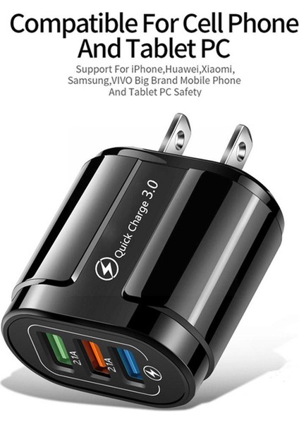 USB Şarj Cihazı Qc 3.0 3usb Hızlı Şarj Şarj Cihazı Iphone 14 13 Pro Max Samsung Xiaomi Huawei Tablet Abd, Ab Tak C8P6 (Yurt Dışından) indirimleri