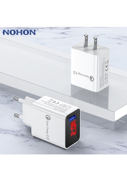 V 3.1A Dijital Ekran USB Şarj Cihazı iPhone Şarj Cihazı 3.0 USB Hızlı Şarj Duvar Telefonu Şarj Cihazı iPhone 12 11 Samsung Xiaomi (Yurt Dışından)