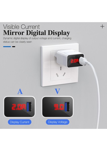 V 3.1A Dijital Ekran USB Şarj Cihazı iPhone Şarj Cihazı 3.0 USB Hızlı Şarj Duvar Telefonu Şarj Cihazı iPhone 12 11 Samsung Xiaomi (Yurt Dışından) fiyatları