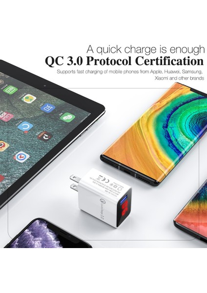 V 3.1A Dijital Ekran USB Şarj Cihazı iPhone Şarj Cihazı 3.0 USB Hızlı Şarj Duvar Telefonu Şarj Cihazı iPhone 12 11 Samsung Xiaomi (Yurt Dışından) modelleri