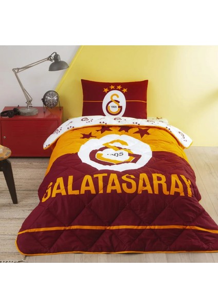 Galatasaray Logo Tek Kişilik Yorgan Seti Taç Uyku Seti Yastık Hediye