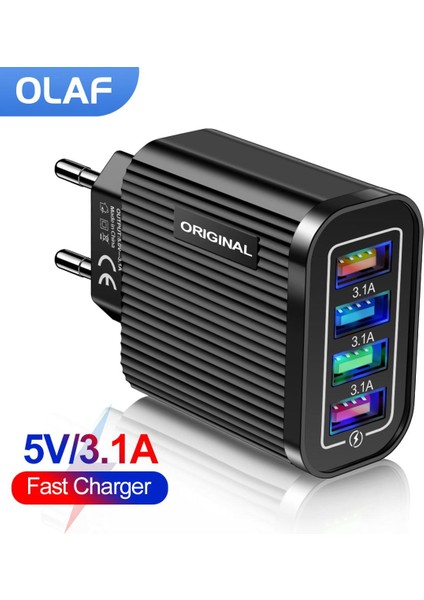 Olaf Ab/abd Plug USB Şarj Cihazları 4 Port Hızlı Şarj Cihazı 3.0 Telefon Şarj Cihazı Iphone 14 13 Promax Taşınabilir Cep Telefonu Hızlı Şarj Cihazı (Yurt Dışından)