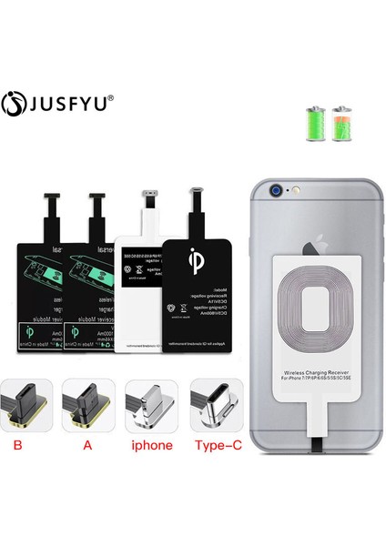 Qi Kablosuz Şarj Alıcısı Desteği Mikro USB Tip C Hızlı Kablosuz Şarj Adaptörü iPhone Android Için Kablosuz Şarj Pedi Dock (Yurt Dışından)