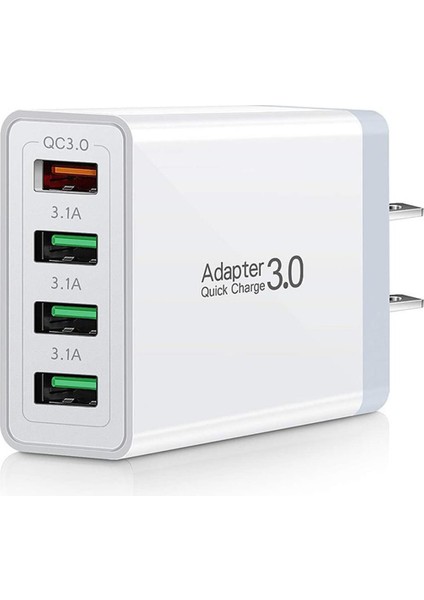 Hızlı Şarj Adaptörü USB Qc 3.0 3.1A 4usb Şarj Cihazı, Mobil Şarj Cihazı, 4 Portlu Şarj Adaptörü (Yurt Dışından)