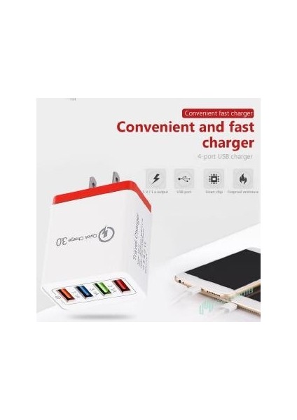 Hızlı Şarj Adaptörü USB Qc 3.0 3.1A 4usb Şarj Cihazı, Mobil Şarj Cihazı, 4 Portlu Şarj Adaptörü (Yurt Dışından) indirimleri