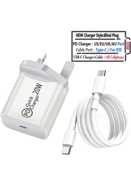 USB Şarj Aleti iPhone 12 Için Hızlı Duvar Şarj Cihazı Ab/abd/ingiltere Tak Adaptörü Samsung Için Huawei Cep Telefonu Şarj Cihazı USB Kablosu (Yurt Dışından)