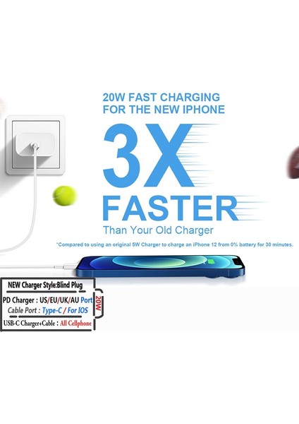 USB Şarj Aleti iPhone 12 Için Hızlı Duvar Şarj Cihazı Ab/abd/ingiltere Tak Adaptörü Samsung Için Huawei Cep Telefonu Şarj Cihazı USB Kablosu (Yurt Dışından) fiyatları